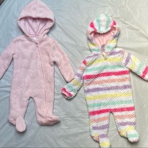 2 infant full body fleece bodysuits